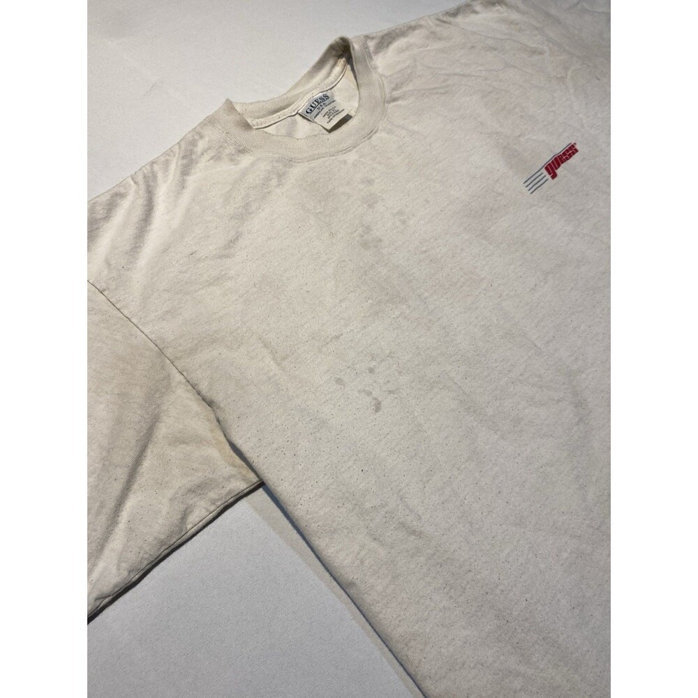 Vintage Guess Graphic T-Shirt White Blue Letters Retro Y2K XL - Picture 3 of 10